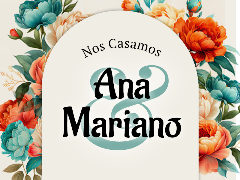 Romántico Floral -  Azul y Naranja